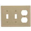 Hubbell Wiring 3-Gang Ivory Toggle and Duplex Wall Plate P28I